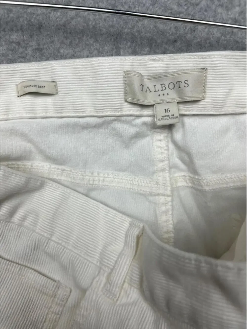 Talbots Corduroy Signature Boots Pants Womens Size 16 White Casual Comfort Class